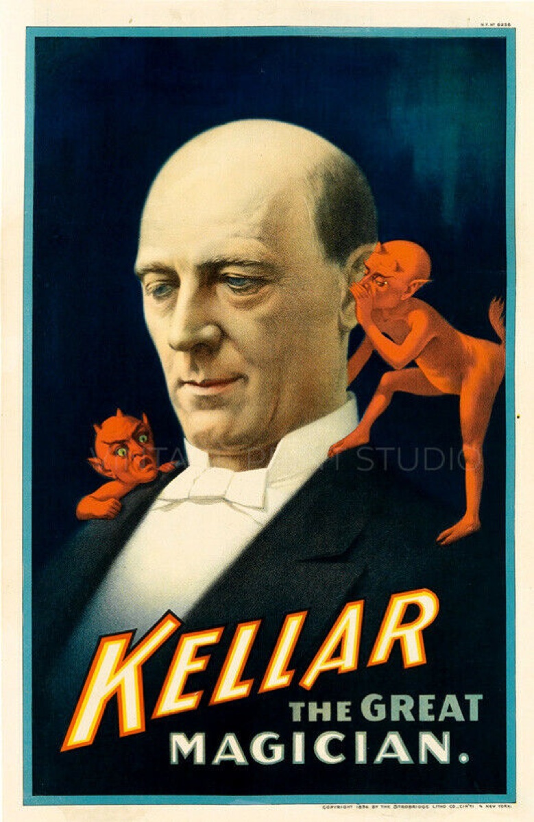 Affiche de Harry Kellar entouré de petits diables rouges