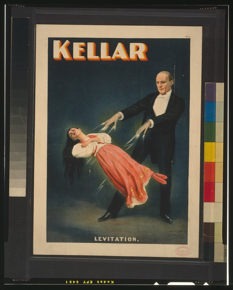 Affiche de la lévitation de la princesse Karnac par Harry Kellar