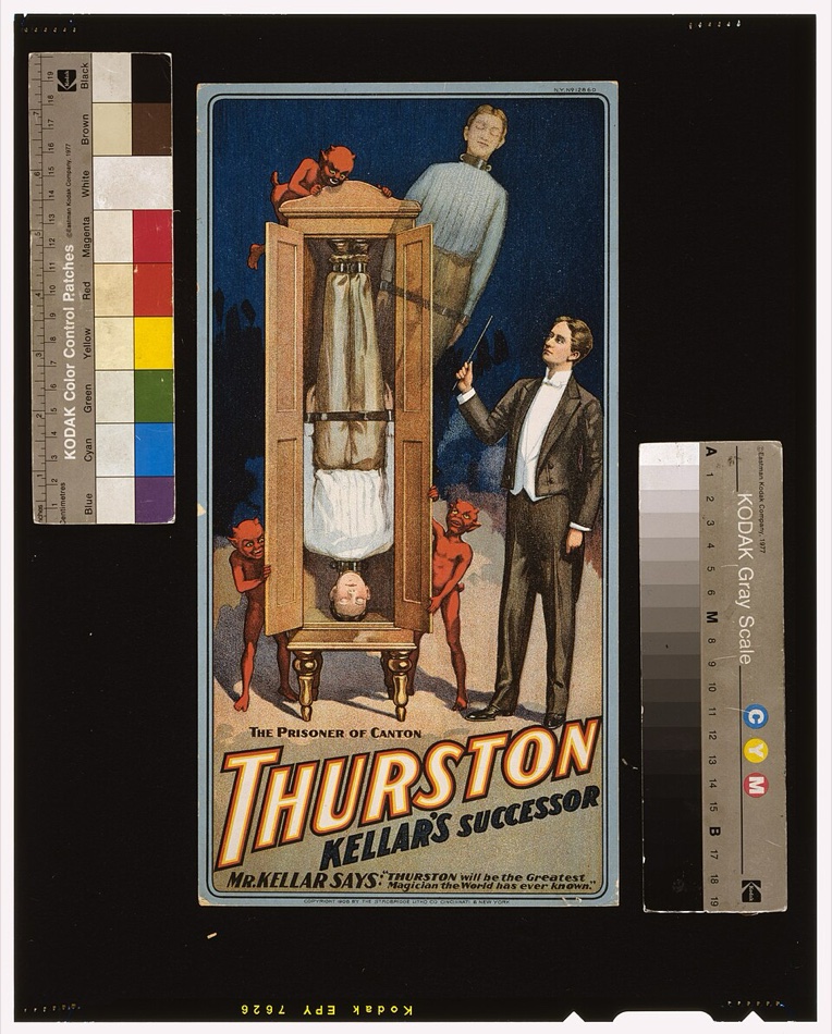 Affiche du passage du manteau entre Kellar et Thurston