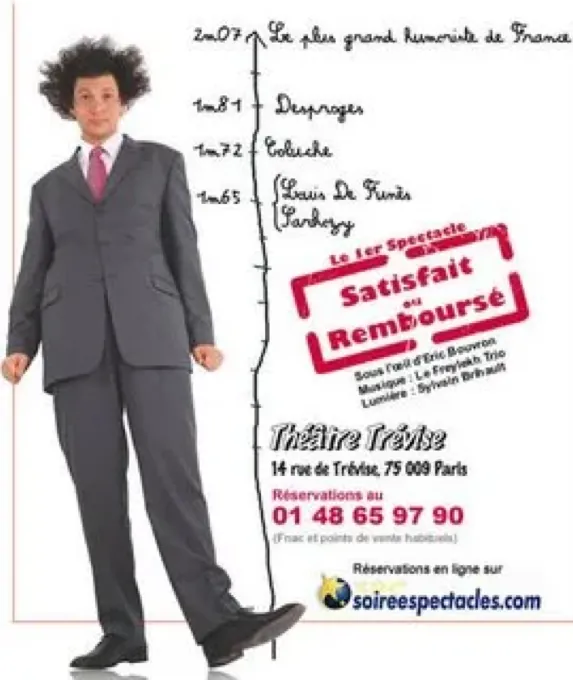 Affiche du spectacle Satisfait ou remboursé d'Éric Antoine