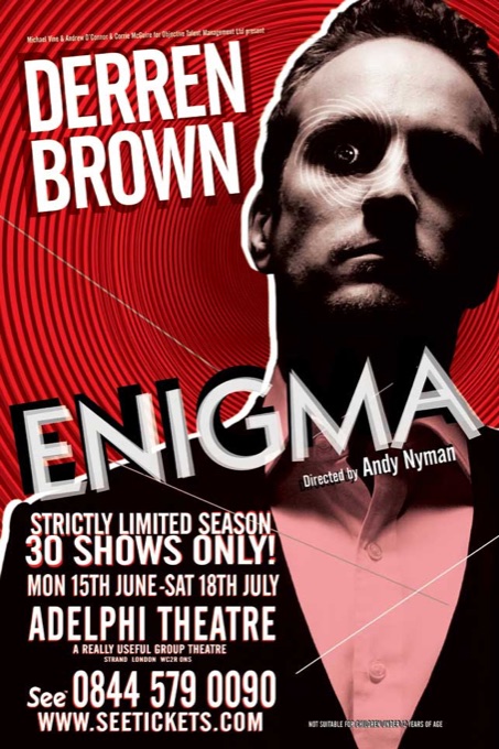Affiche du spectacle Enigma de Derren Brown