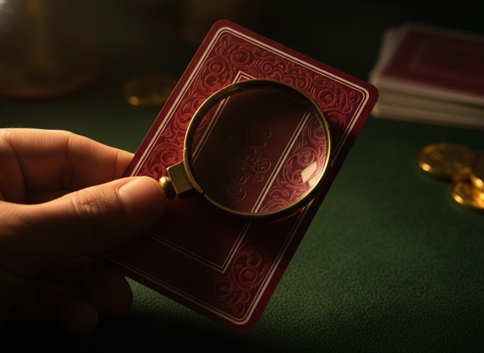 Carte marquée examinée à la loupe